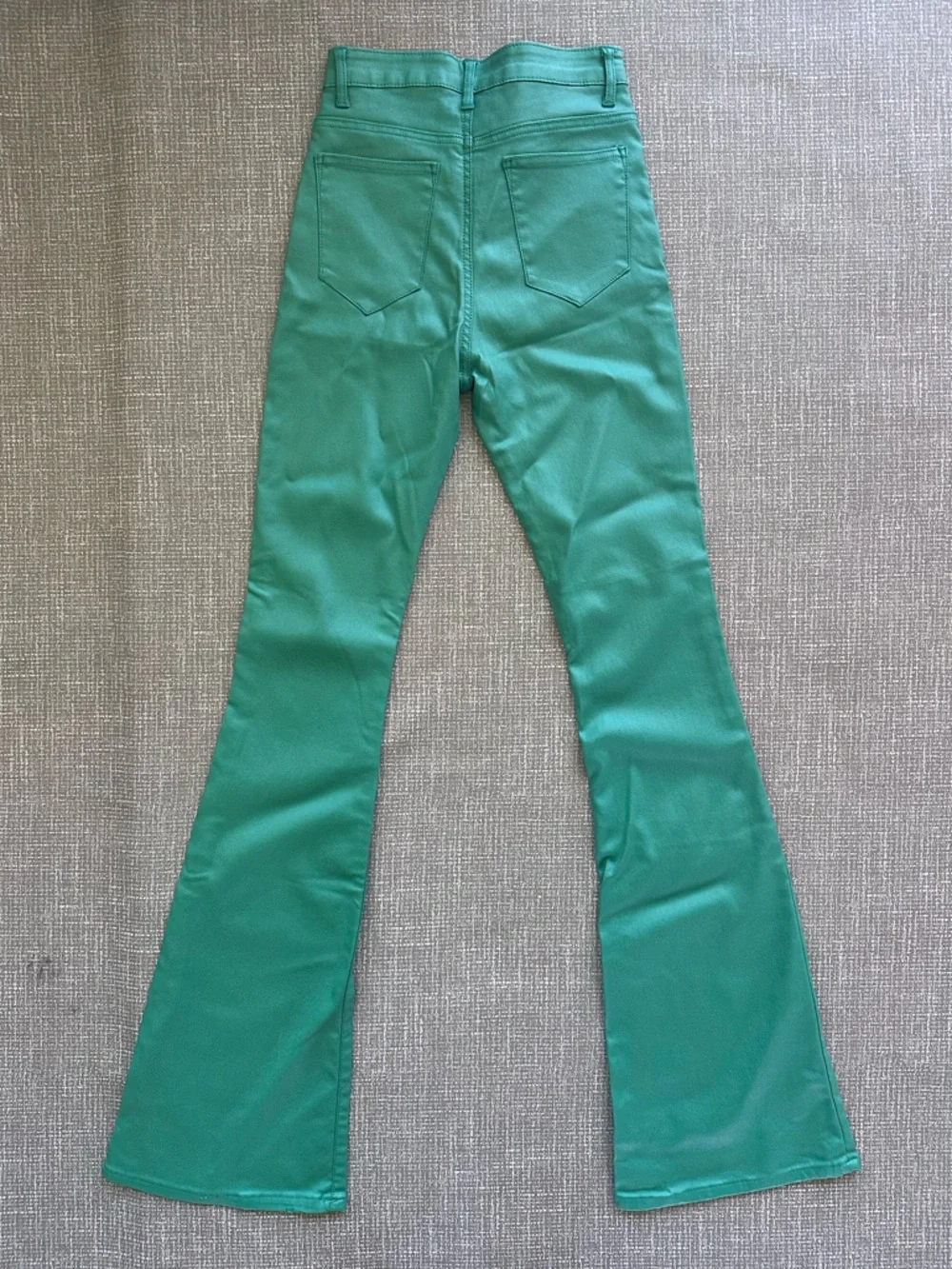 Edikted Green Waxy Coated High Waist Extreme Flare Pants Size S